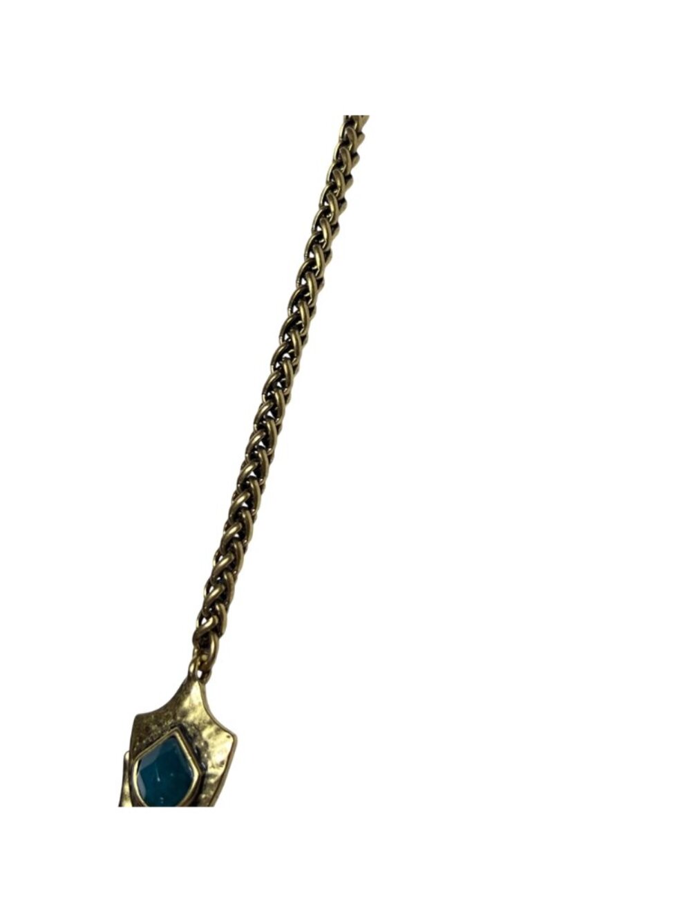 Lucky Brand Hammered Gold Tone Scale Bib Necklace W/ Semi Precious Accents (6356 - Picture 4 of 6